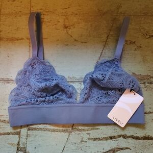 Brand NEW NWT Lively Vintage Indigo Blue Bralette Women's Small Adjustanle Lace